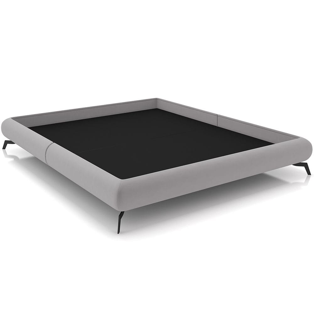 Cama Casal Base Box Pés de Ferro Estilo Industrial 156cm Otto P05 Veludo Cinza - Lyam Decor