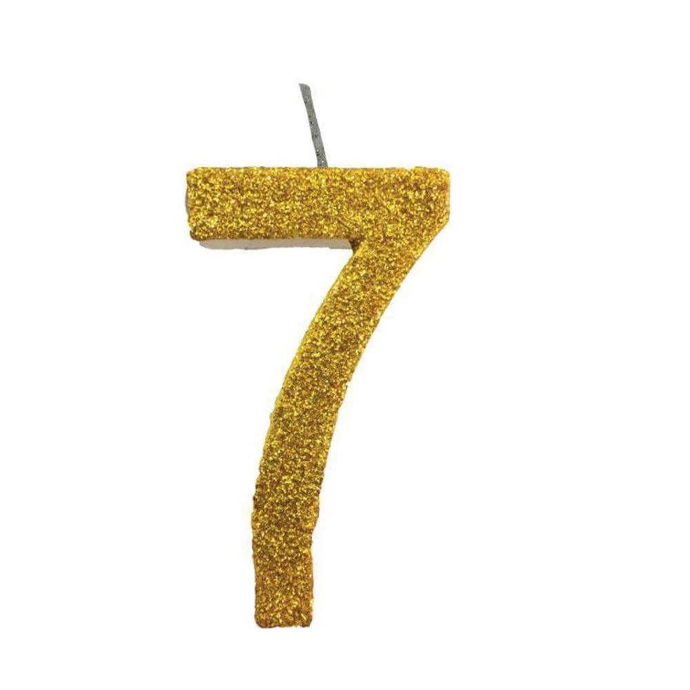Vela De Aniversário 7 Dourada Glitter