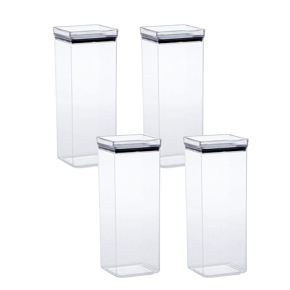 Kit com 4 Potes Hermético Mantimentos Recipientes De Acrílico 2200ML Transparente Alimentos Empilhável Cozinha