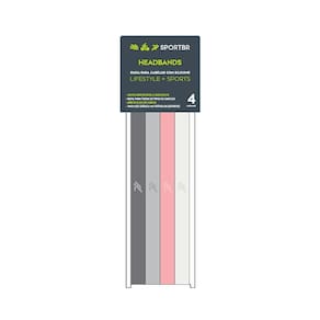 Faixa De Cabelo Com Silicone 4 Unid Cinza E Rosa - Sportbr