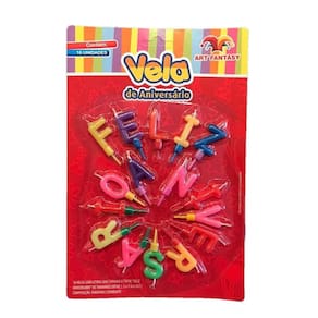 Vela Letras Feliz Aniversário Colorida 16 Peças Para Bolos
