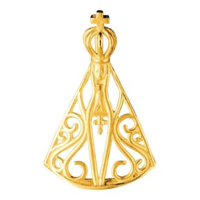 Pingente de Prata Nsra Aparecida Filigrana Revestida em Ouro 18k 18x11