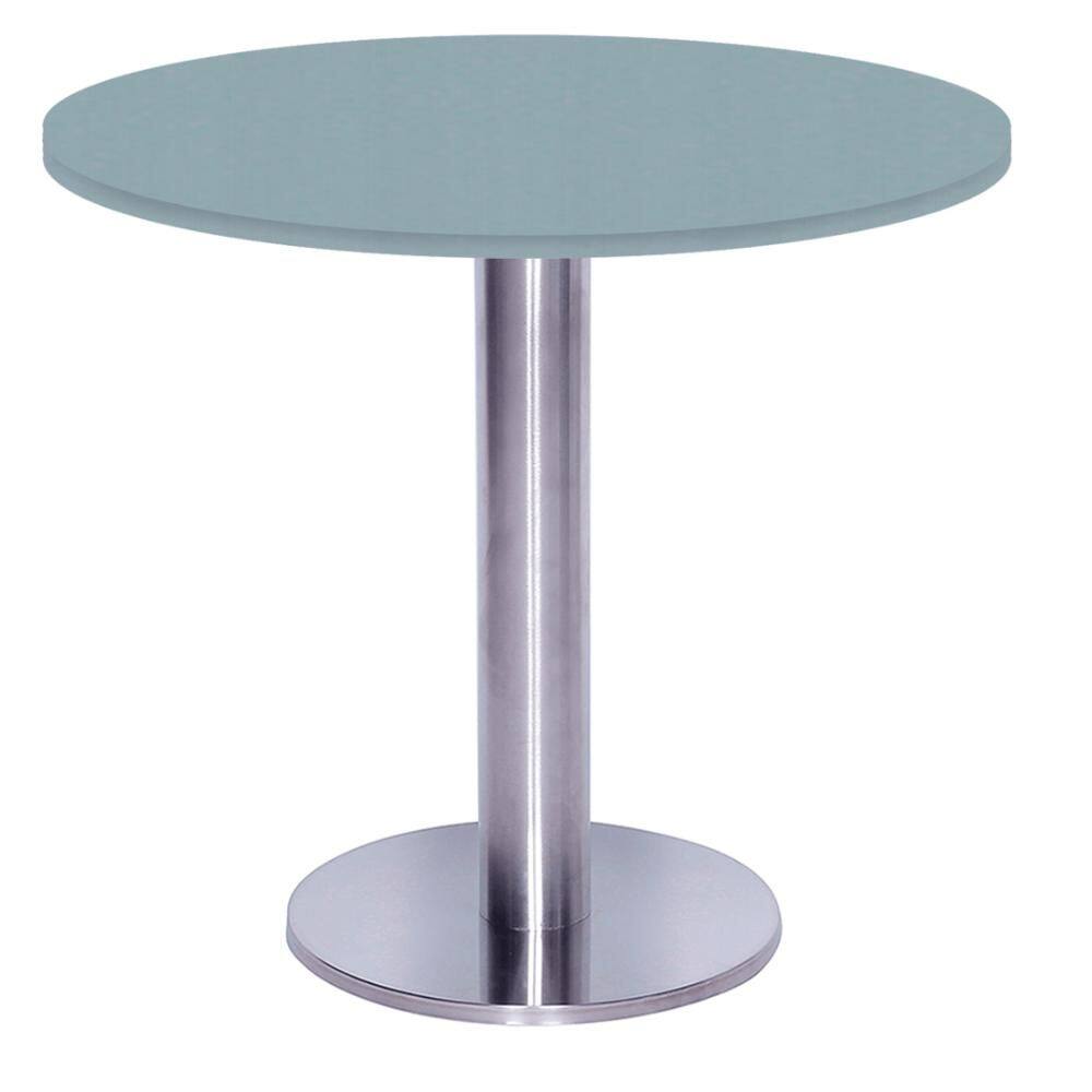 Mesa Beta Big Inox 75 cm (Alt) Disco Redondo Tampo MDP Redondo 70 cm (Larg) x 2,50 cm (Alt) Cinza