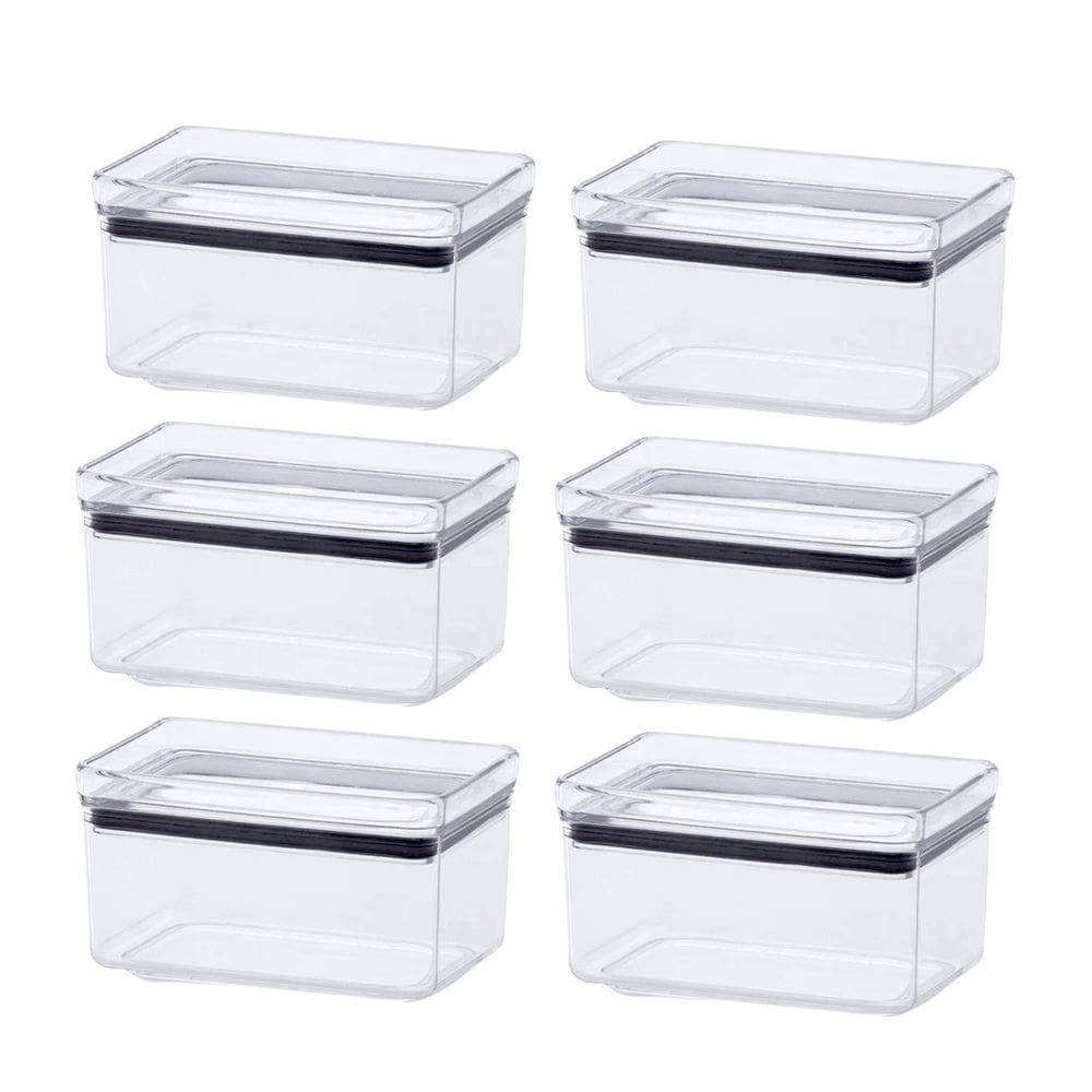 Kit com 6 Potes Hermético Mantimentos 580ML Recipientes De Acrílico Transparente Alimentos Empilhável Cozinha