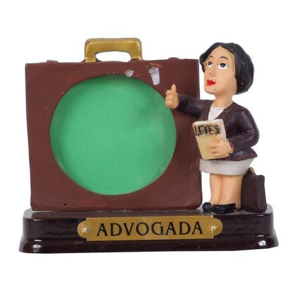 Miniatura Profissional Advogada De Resina Com Porta Foto 8Cm