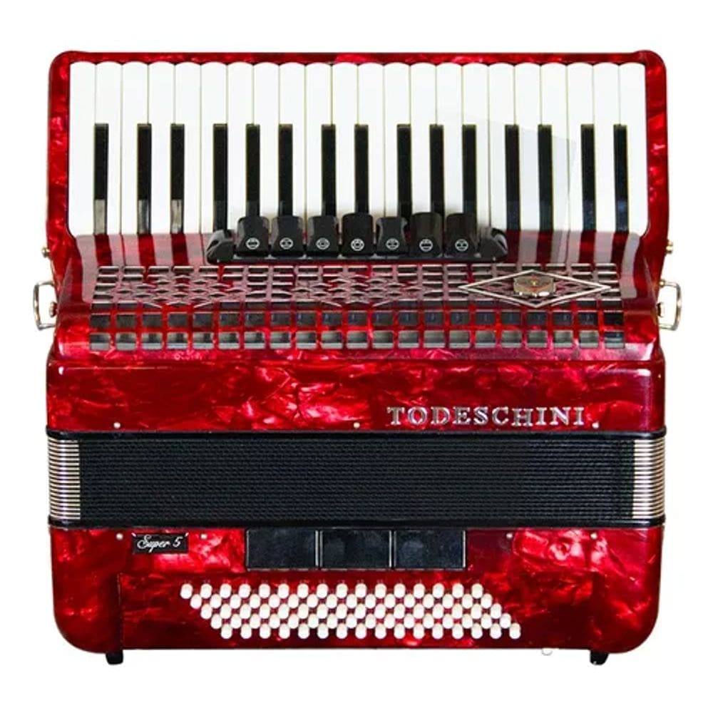 Acordeon Todeschini 80 Baixos Vermelha