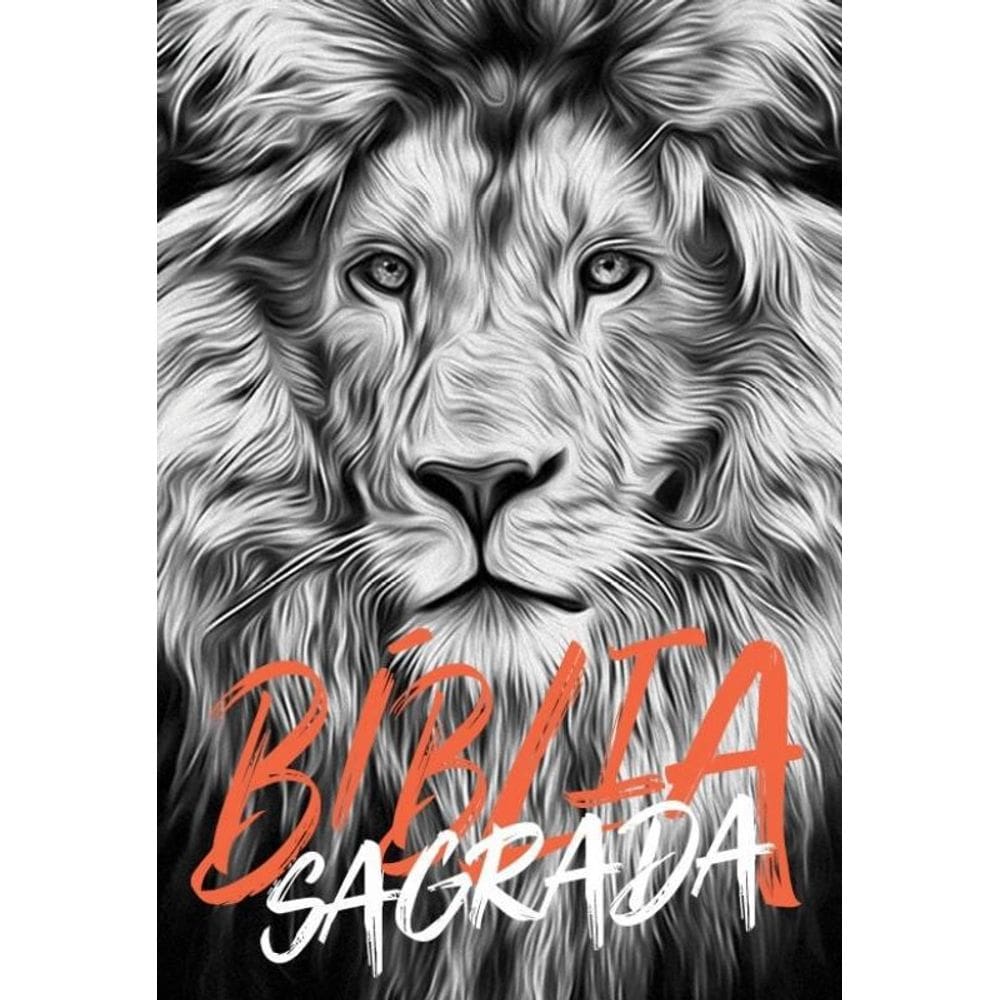 Livro Bíblia Naa Leão Preto E Branco - Letra Normal