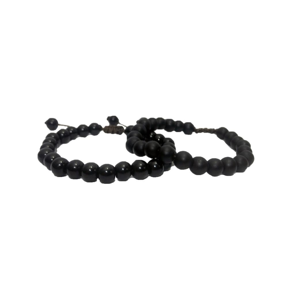 Kit 2 Pulseira Masculina Bolinha Preta Fosca Brilhosa Murano