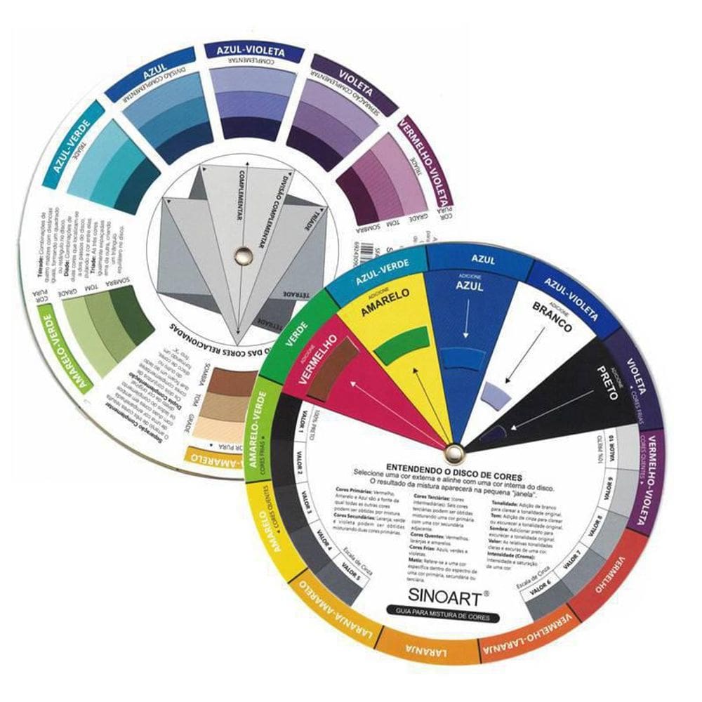 Círculo Cromático Sinoart 13cm - Guia de Cores e Harmonia