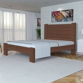 Cama King Size Milano de Madeira Maciça Cedro Tauari Tabaco