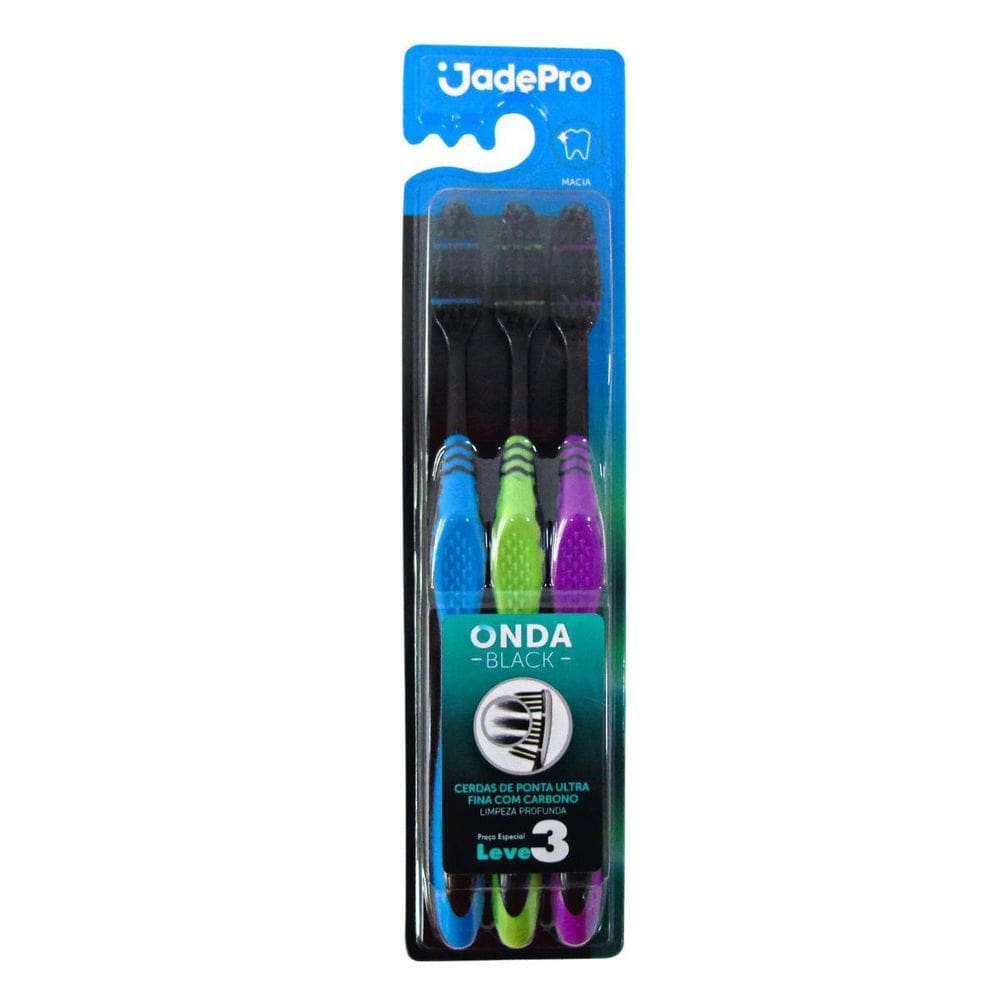 Escova Dental Jade Pro Onda Black Kit C/3