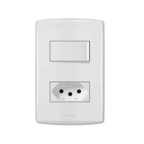 Conjunto Tomada E Interruptor 10A Branca Siena 6084 Alumbra
