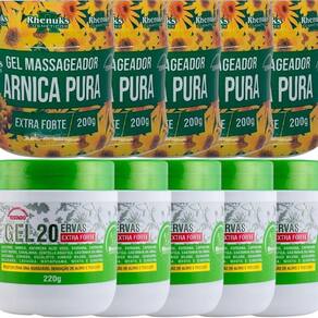 Revenda 5 Gel Arnica Pura 200G + 5 Gel 20 Ervas Extra Forte