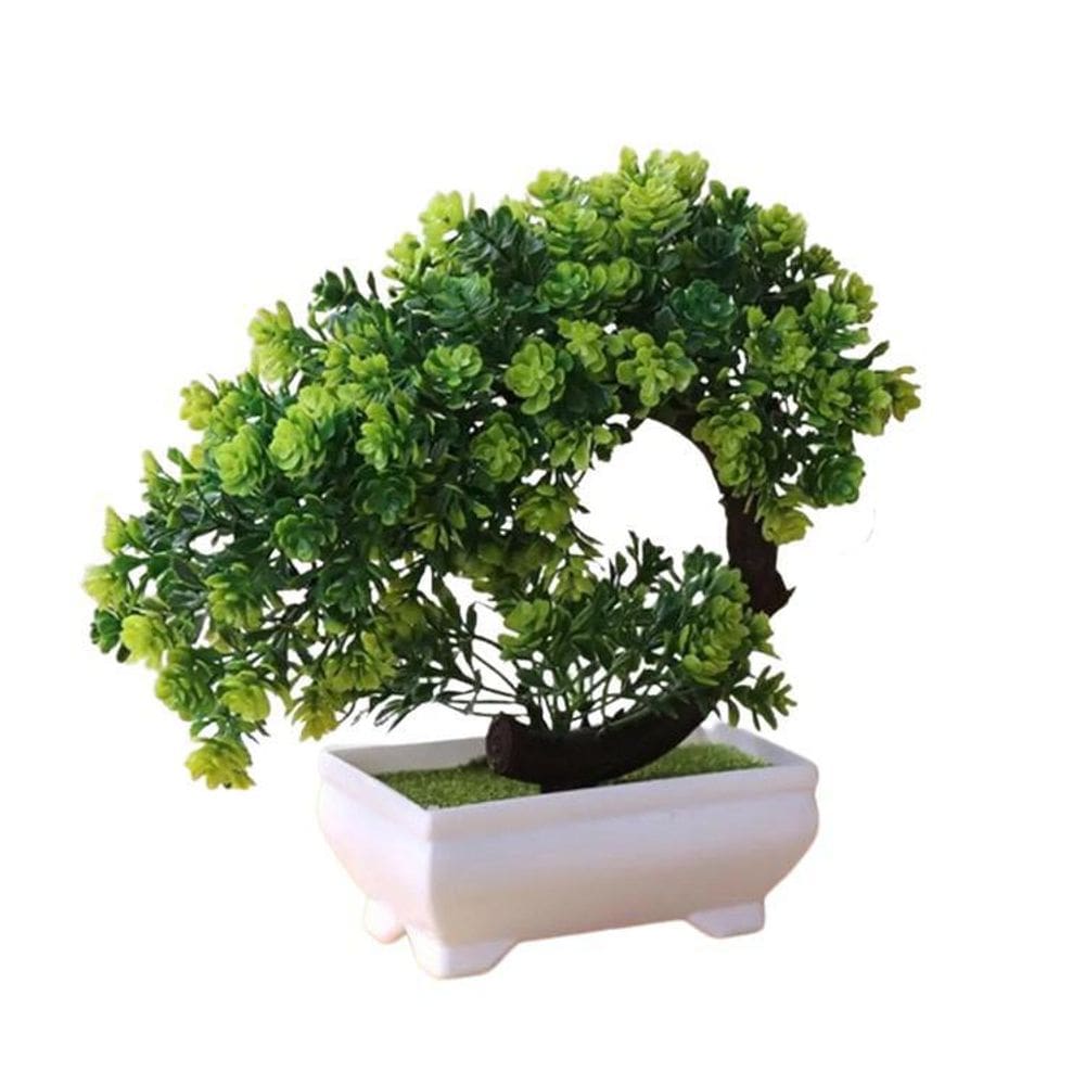Vaso Planta Artificial Bonsai Verde Flores Arco Árvore