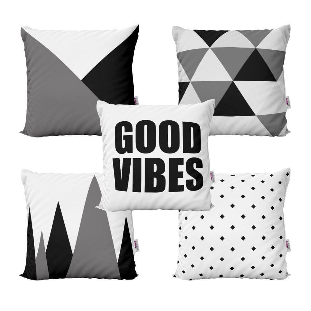 Capas De Almofadas Preto E Branco Decorativas Good Vibes