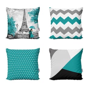 Capas De Almofadas Azul Turquesa Decorativas Torre Eiffel