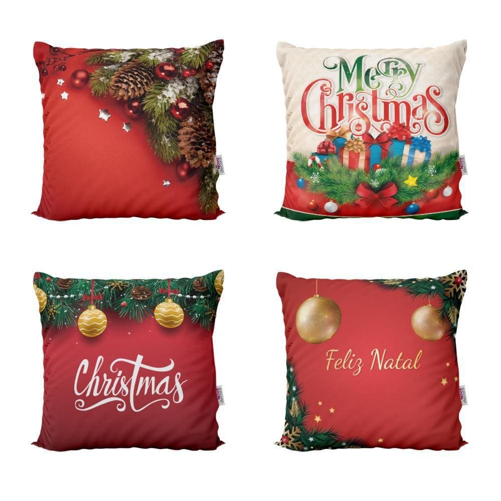 Kit 4 Almofadas Natal Sofá 40X40 Oxford Novadecora