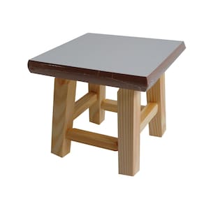 Banqueta Mini Hardman Madeira Natural Assento Quadrado Mdf B