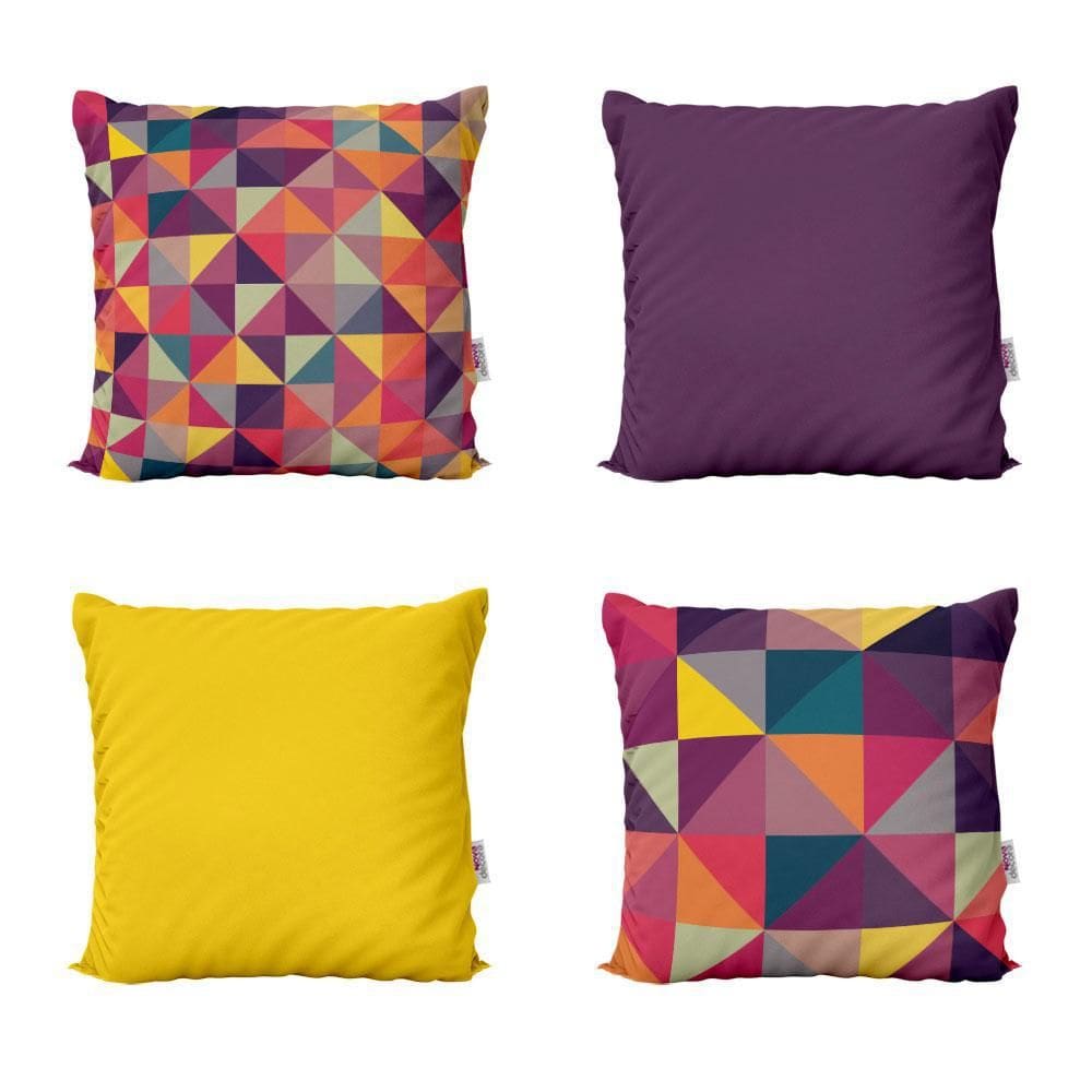 Kit 4 Almofadas Decorativas E Coloridas Geometricas 40X40