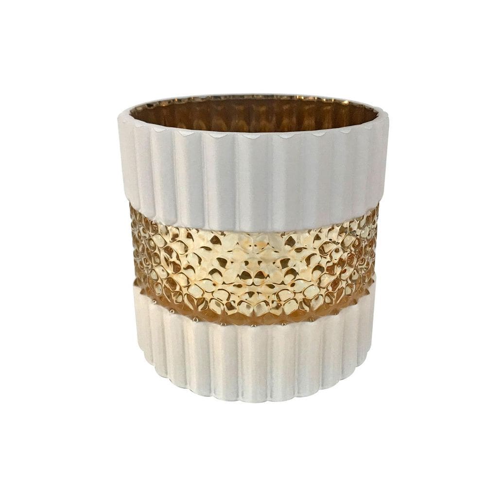 Castiçal Vaso De Vidro Branco Fosco