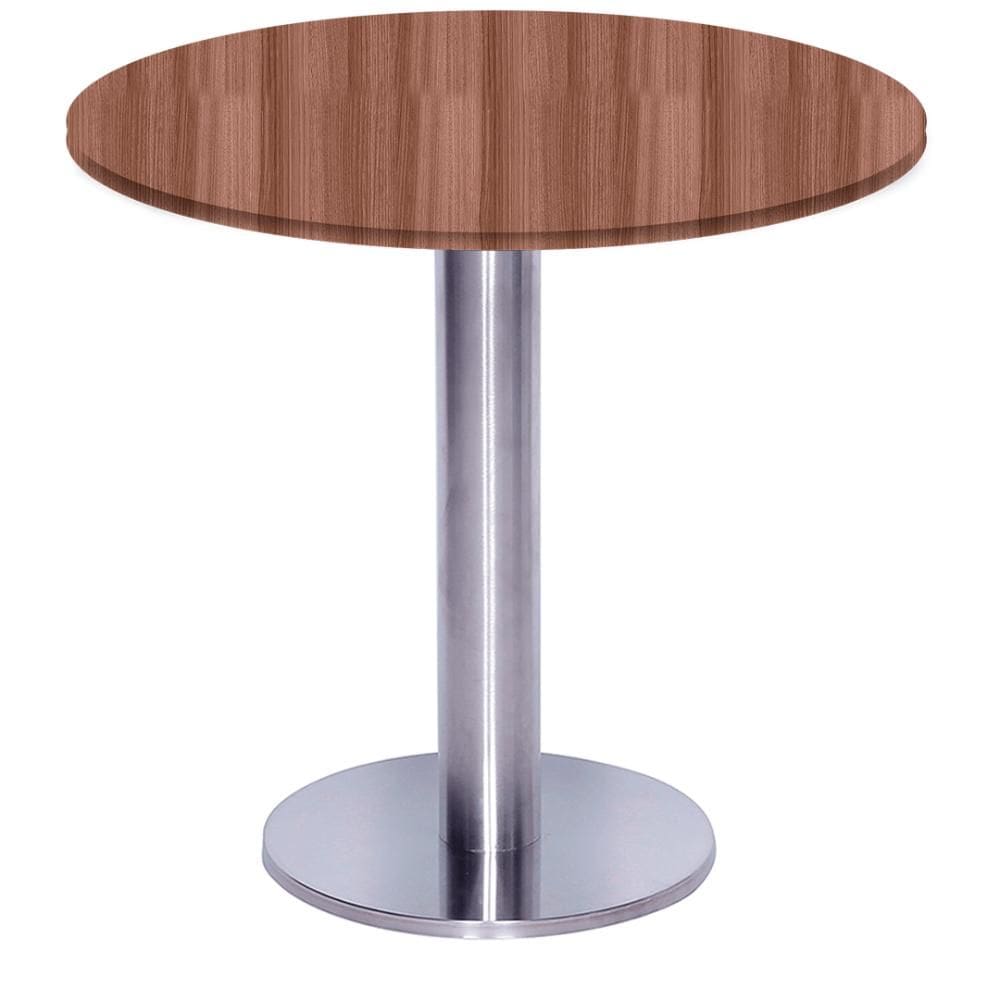 Mesa Beta Big Inox 75 cm (Alt) Disco Redondo Tampo MDP Redondo 80 cm (Larg) x 2,50 cm (Alt) Walnut