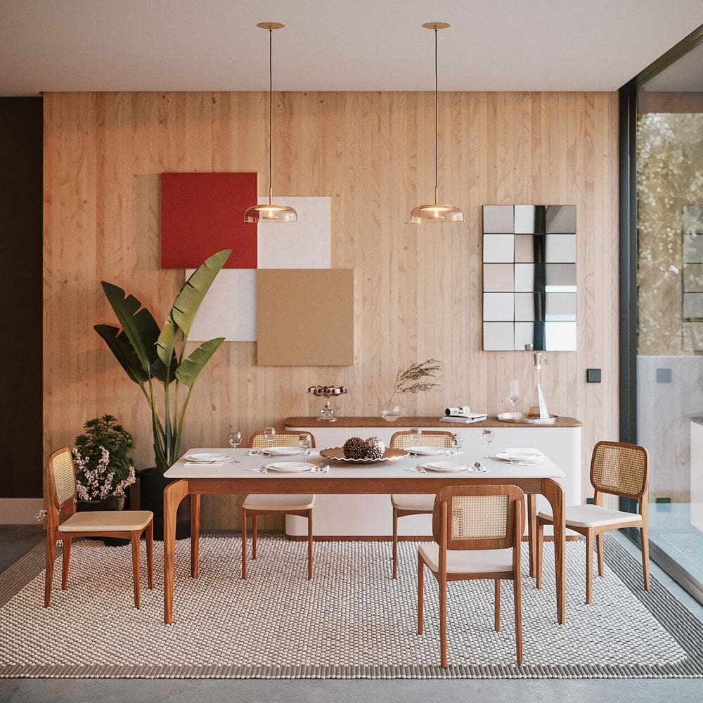 Mesa de Jantar Portugal em Madeira Maciça e Mdf L 180 X P 90 X Alt 77 Natural/OffWhite
