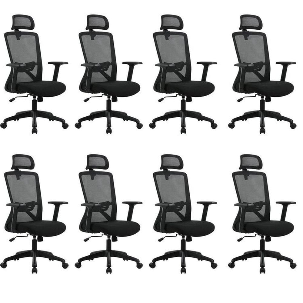 Kit com 8 Cadeira para Escritório Office Dallas Preto