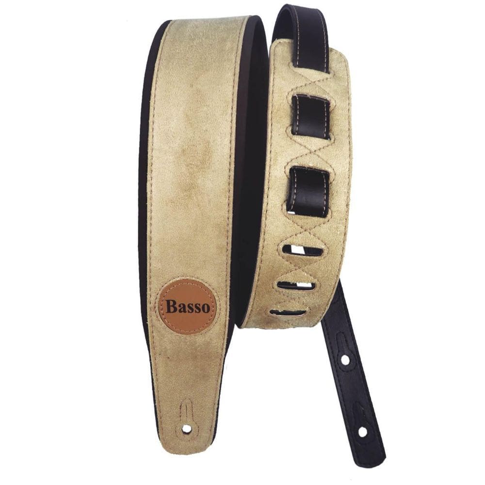 Correia Guitarra Bege Poliéster 7,5cm 1,00-1,45m