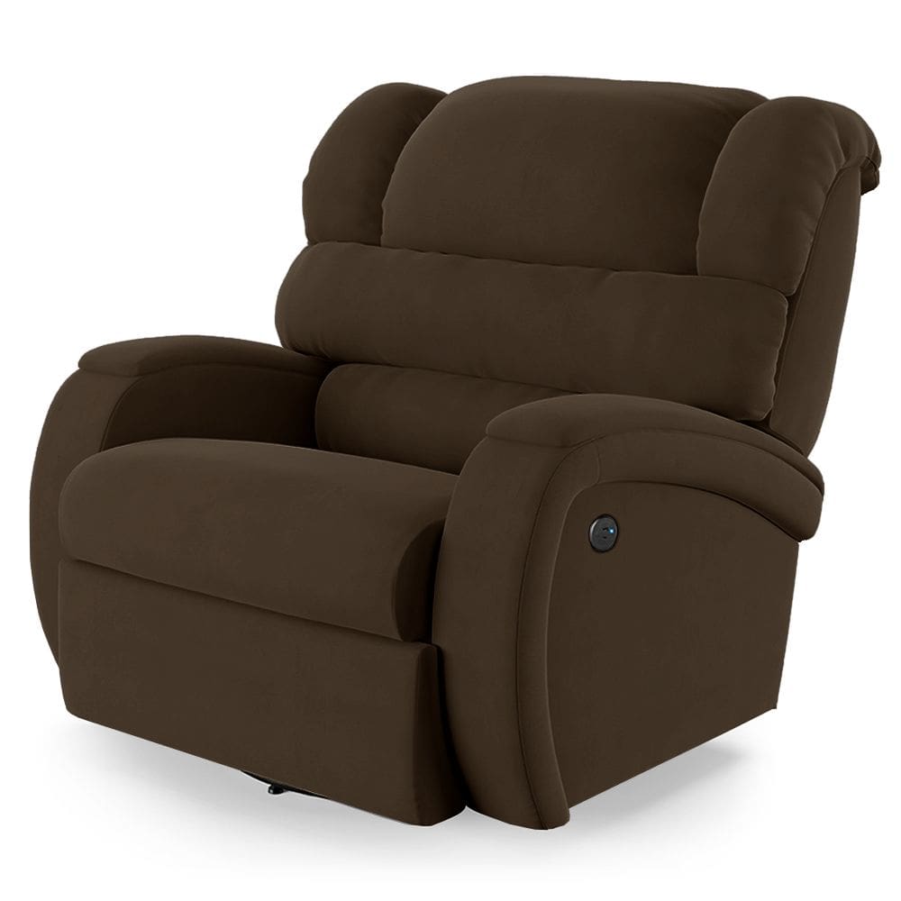 Poltrona do Papai Reclinável Napoli Glider Giratória USB Veludo Marrom FH1 - D`Rossi