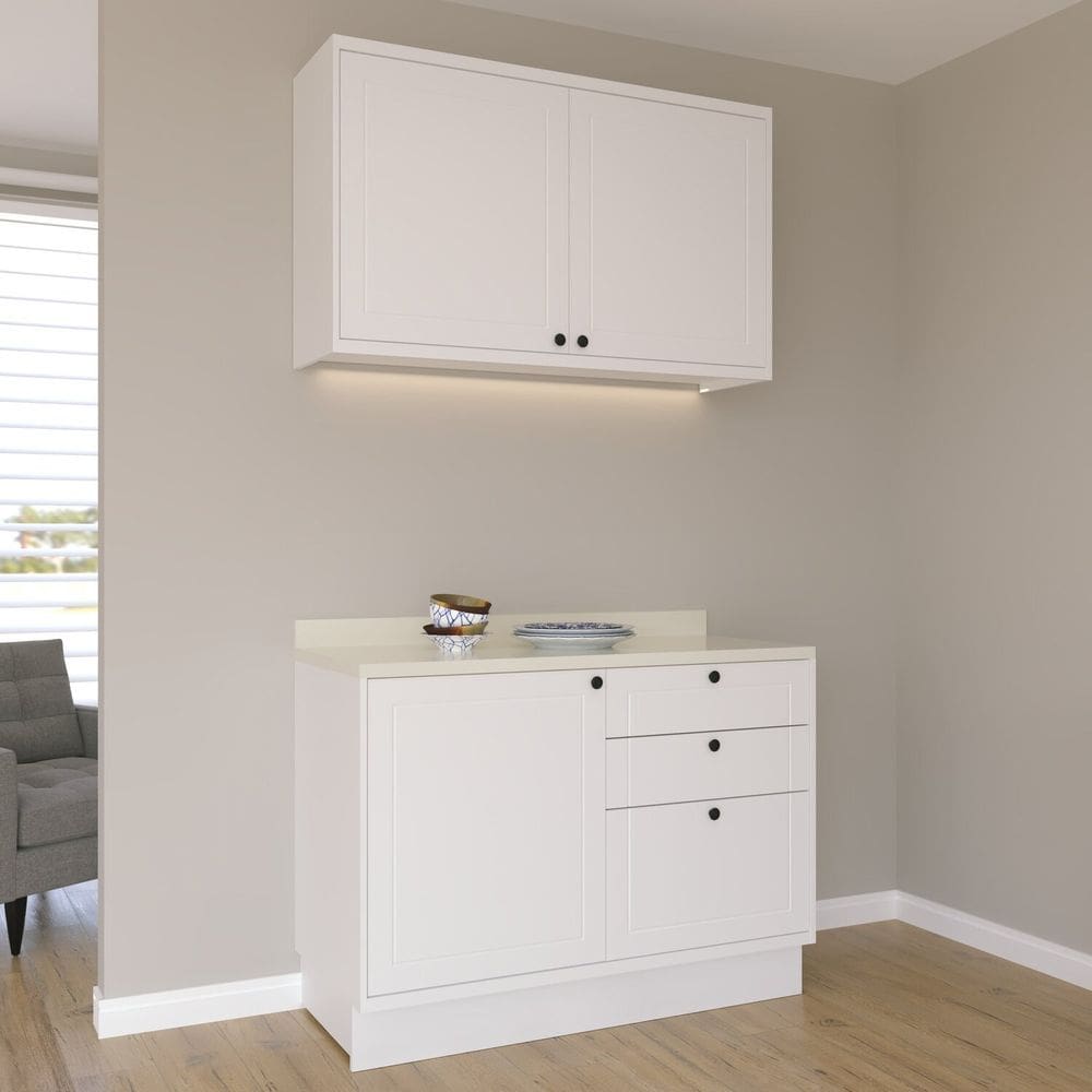 Cozinha Compacta 2 Peças 3 Portas 3 Gavetas Sevilha Branco/Cinza