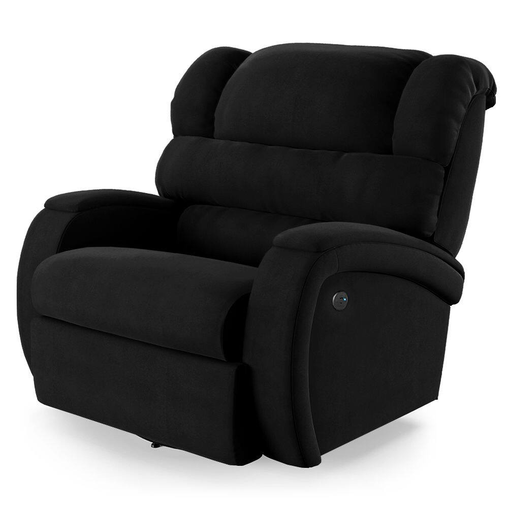 Poltrona do Papai Reclinável Napoli Glider Giratória USB Veludo Preto FH1 - D`Rossi