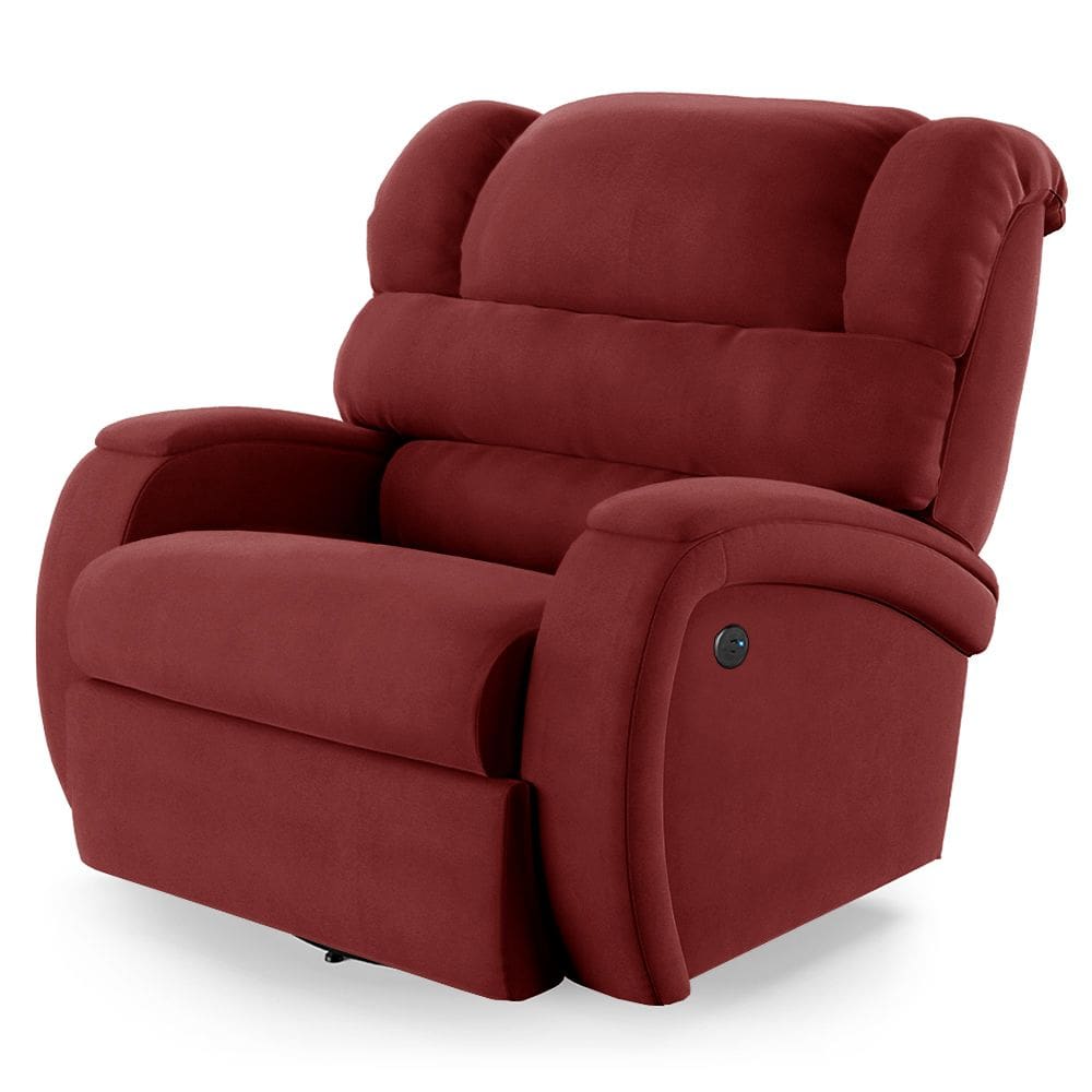 Poltrona do Papai Reclinável Napoli Glider Giratória USB Veludo Vermelho FH1 - D`Rossi