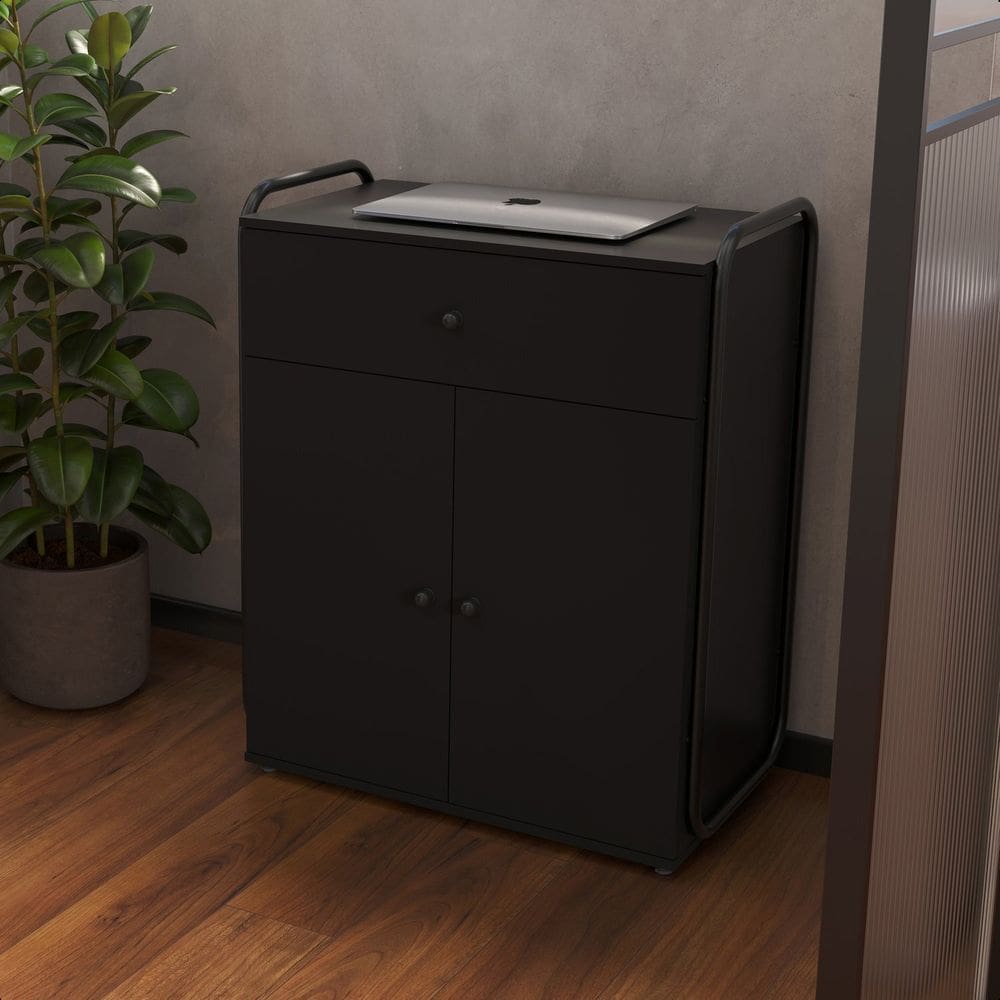 Multiuso Criare com 1 Gaveta 2 Portas Preto