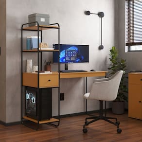 Home Office Criare C/prat 01 Gaveta Preto/Marrom