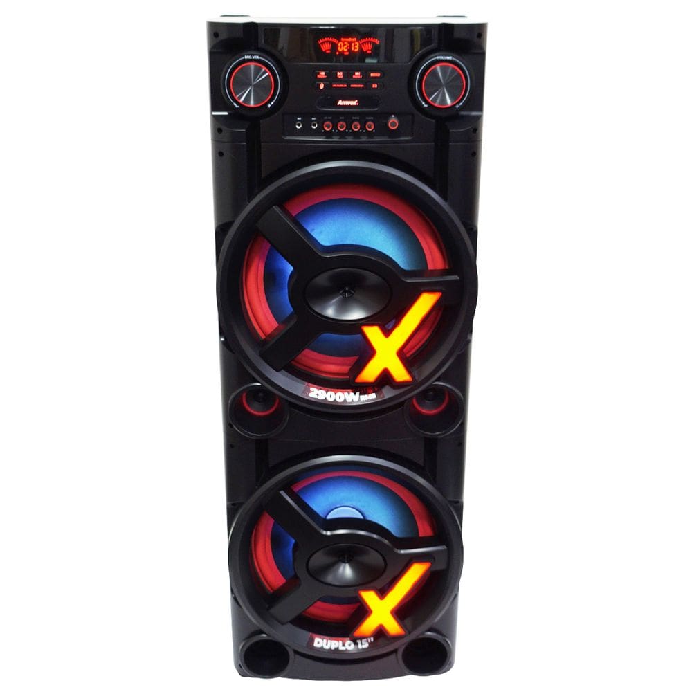 Caixa Som Amplificada Bluetooth 2900W Rms Woofer 15´´ Mp3 Usb Led Bivolt Amvox Aca 2900 New X Sfm