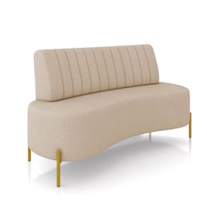 Sofá 2 Lugares Living 135cm Pé Ferro Dourado Maraú Linho Bege K01 - D`Rossi