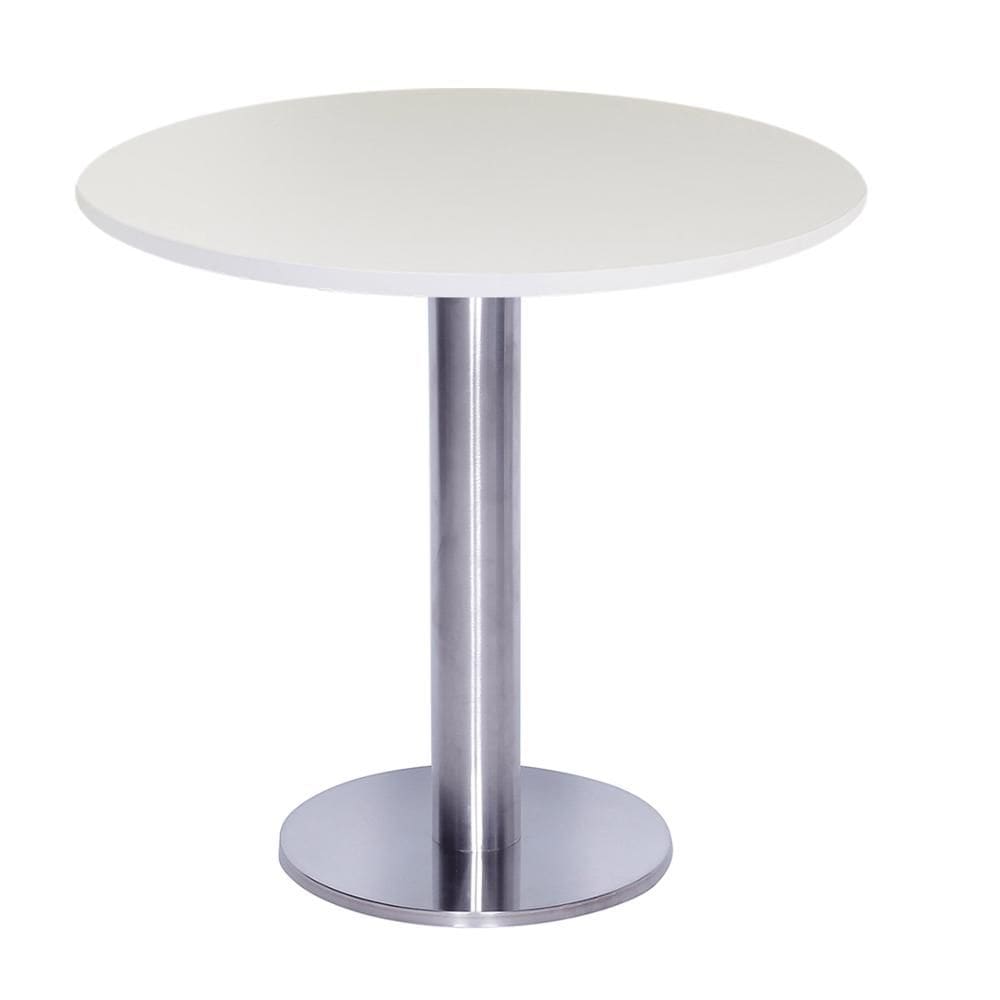 Mesa Beta Big Inox 75 cm (Alt) Disco Redondo Tampo MDP Redondo 60 cm (Larg) x 2,50 cm (Alt) Branco