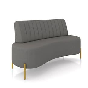 Sofá 2 Lugares Living 135cm Pé Ferro Dourado Maraú Linho Grafite K01 - D`Rossi