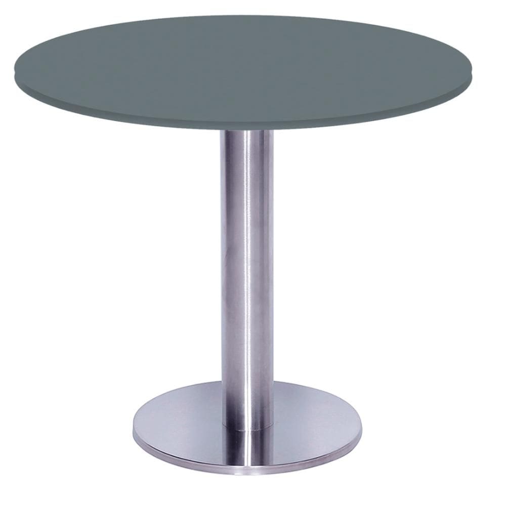 Mesa Beta Big Inox 75 cm (Alt) Disco Redondo Tampo MDP Redondo 60 cm (Larg) x 2,50 cm (Alt) Grafito