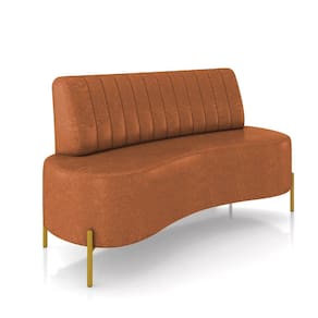 Sofá 2 Lugares Living 135cm Pé Ferro Dourado Maraú Sint PU Nozes K01 - D`Rossi
