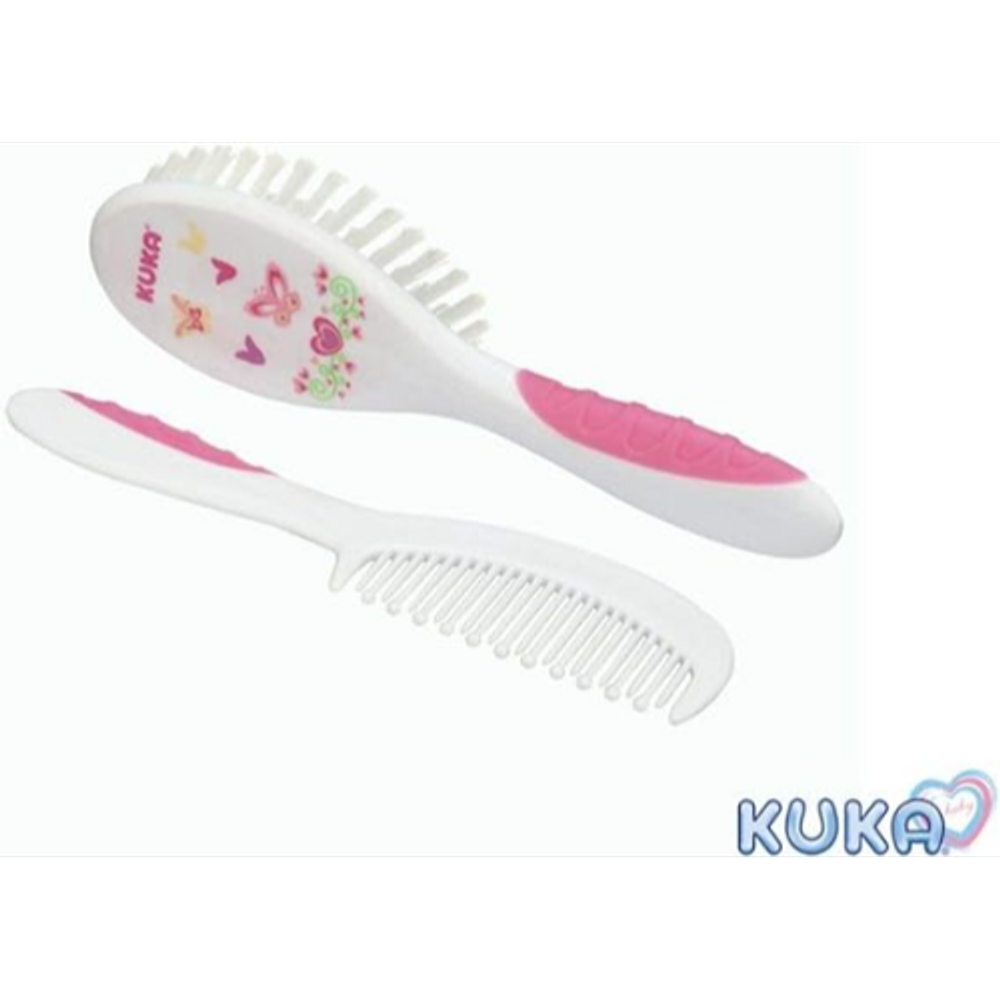 Conjunto Para Cabelo Soft Escova E Pente Rosa - Kuka