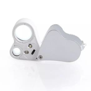 Lupa Mini Dupla Aumento 40X com LED e Estojo - 9888