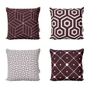 Kit 4 Capas De Almofadas Marrom E Decorativas - Novadecora