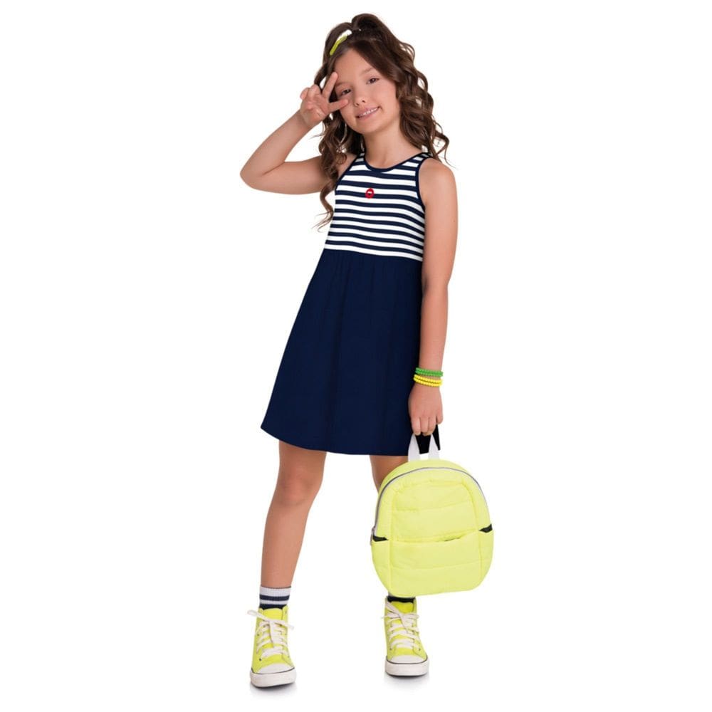 Vestido Regata Kyly Infantil Malha Listrado Menina Verão