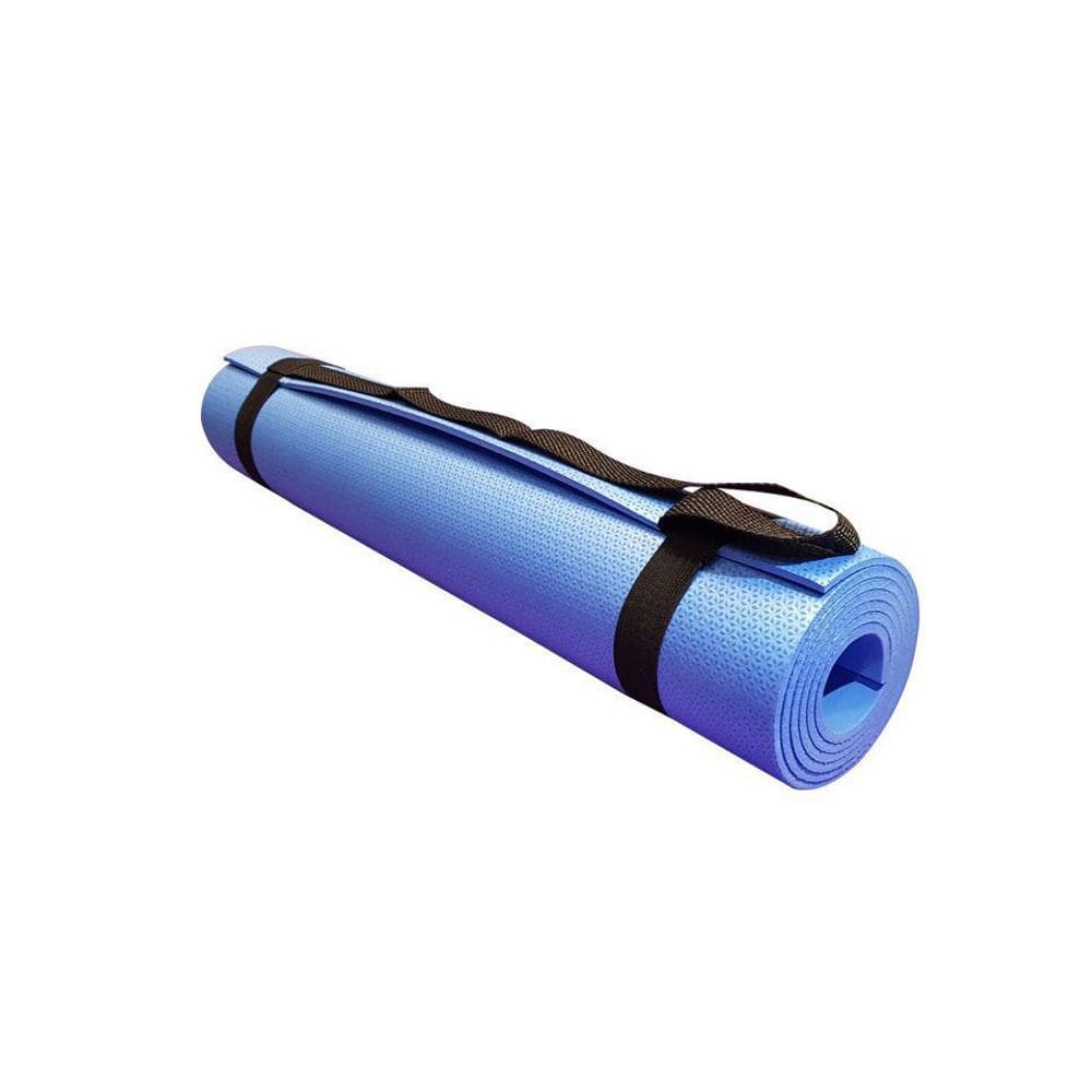 Tapete De Yoga E Pilates 170X60 Cm Com Alça Azul