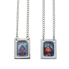 Escapulário Nossa Senhora Aparecida E Sagrado Coração Aço