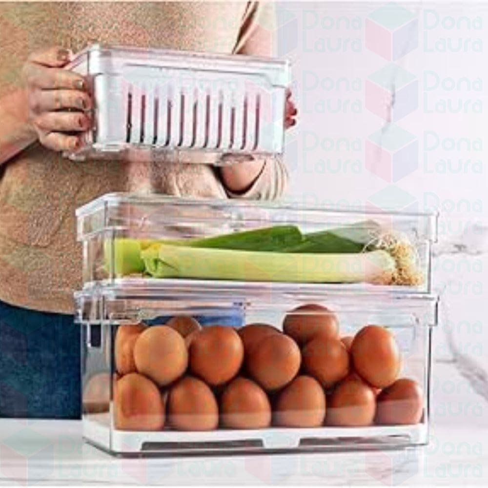 Kit 4 Organziador Multiuso Transparente Porta Ovos Retangular
