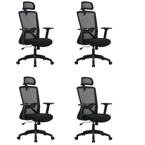 Kit com 4 Cadeira para Escritório Office Dallas Preto