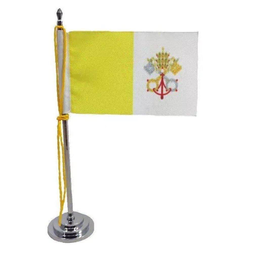 Mini Bandeira De Mesa Do Vaticano 15 Cm Poliéster