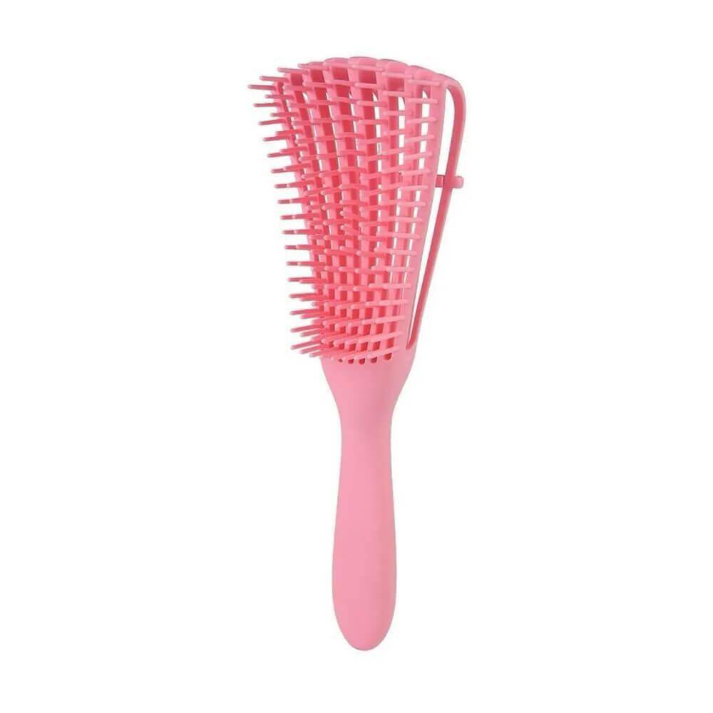 Escova Para Cabelo Cacho Pente Polvo Rosa
